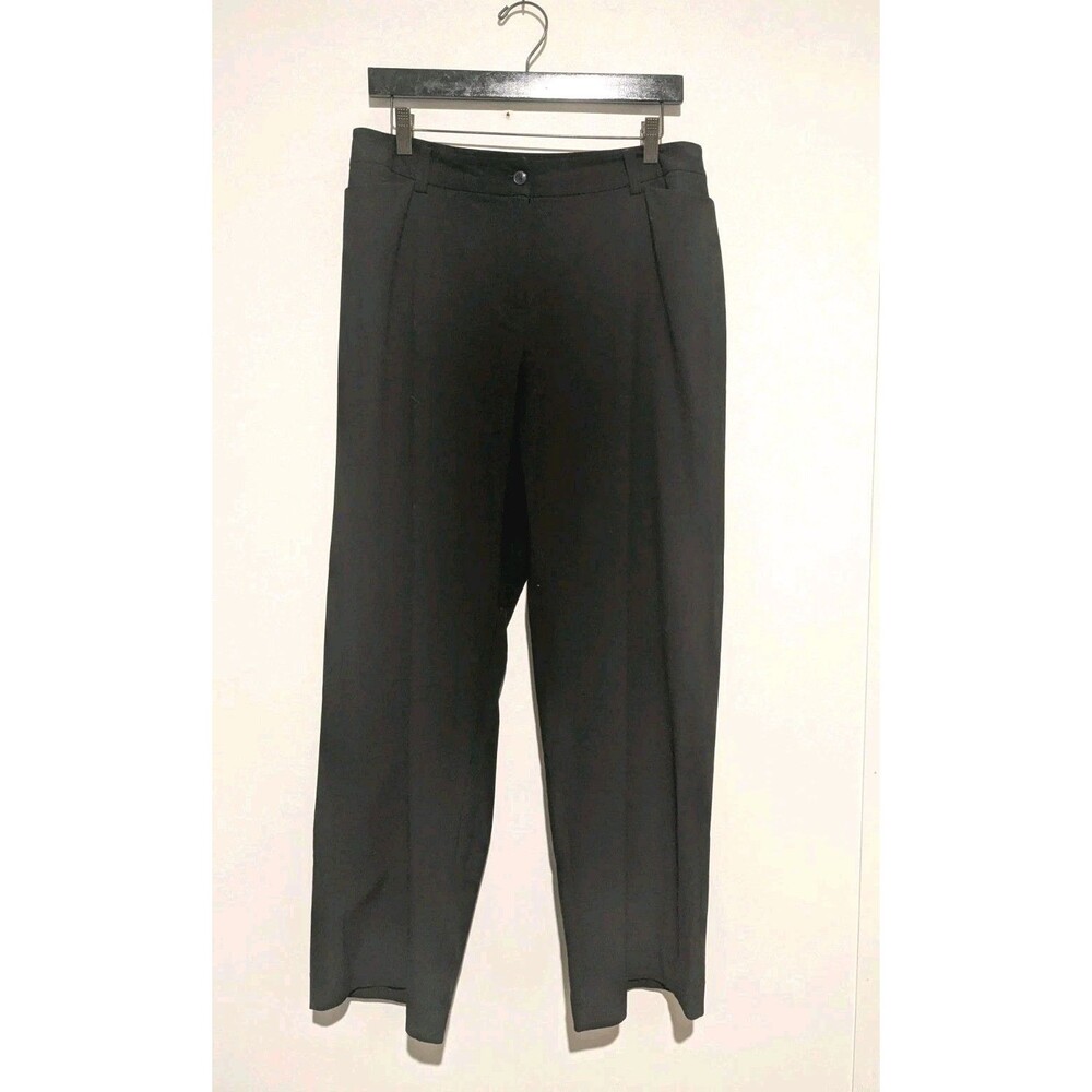 J.Jill Dress Pants Wide Leg Mid Rise Flat Front Black 12 Petite 12P Stretch